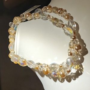 Boheme Tacoa Czech CZECHOSLOVAKIA Faux Pearls and Crystals Necklace Opera Length